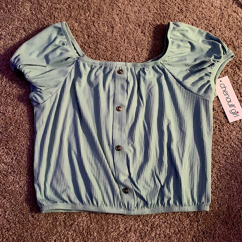Cyan girls button top
